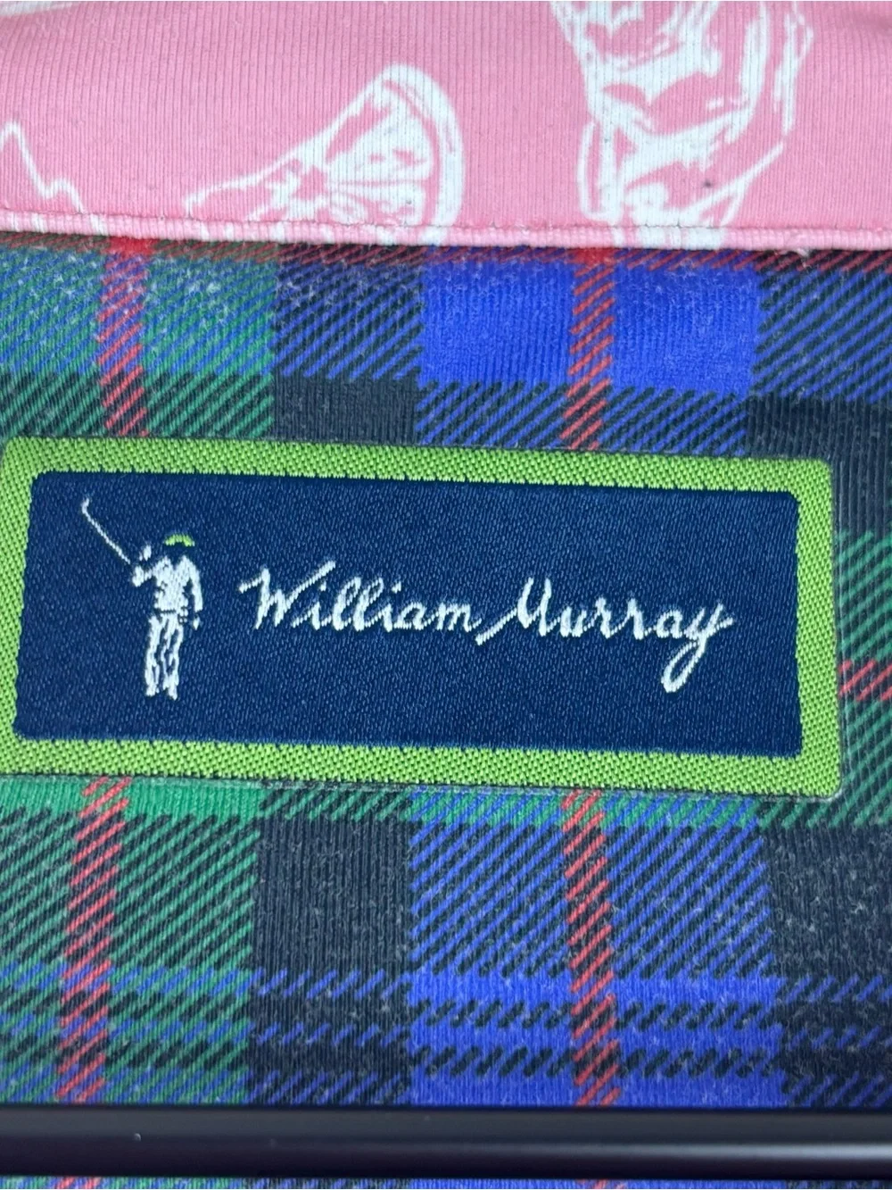 William Murray Shirt Men Medium Pink Minty Fresh Novelty Golf Polo